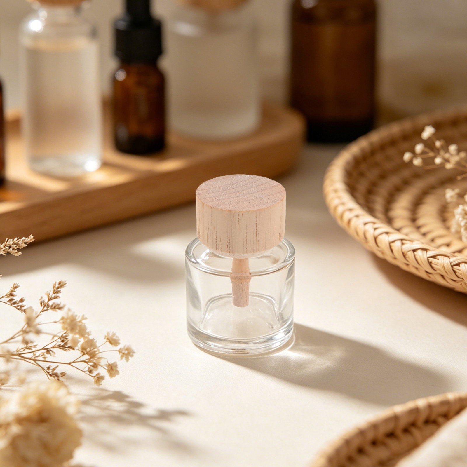 Home Fragrance Bottle - 2Pcs Clear Glass Reed Diffuser Bottles